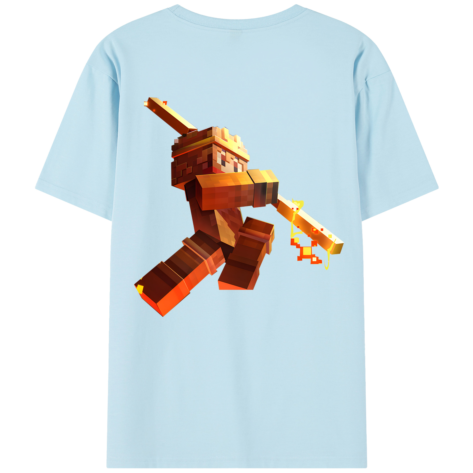 （画像用） マインクラフト ブロックの世界 Minecraft MC Block world 綿100％半袖Tシャツ（背面プリント）